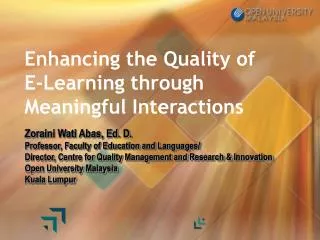 Enhancing the Quality of E-Learning through Meaningful Interactions