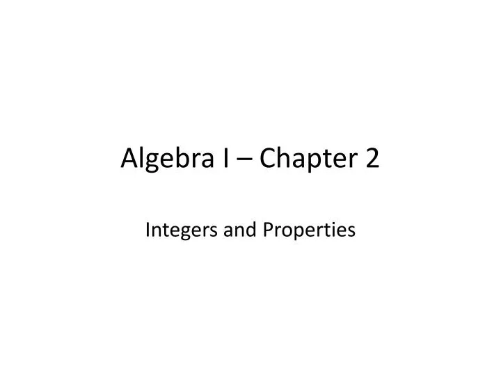 algebra i chapter 2