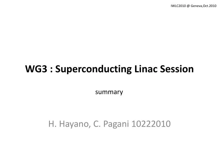 wg3 superconducting linac session
