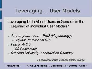 Leveraging ... User Models