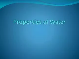 Properties of Water