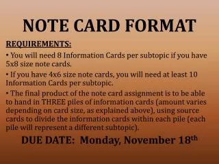 NOTE CARD FORMAT