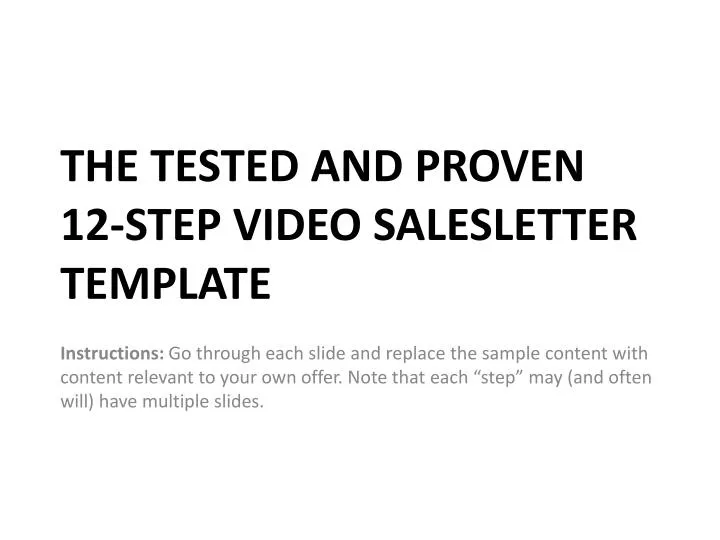 the tested and proven 12 step video salesletter template