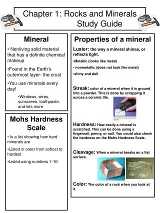 Chapter 1: Rocks and Minerals 	 Study Guide