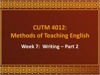 cutm 4012 methods of teaching english