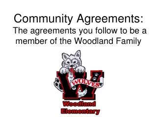 Community Agreements: The agreements you follow to be a member of the Woodland Family
