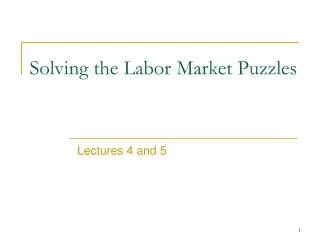 Solving the L abor Market Puzzles