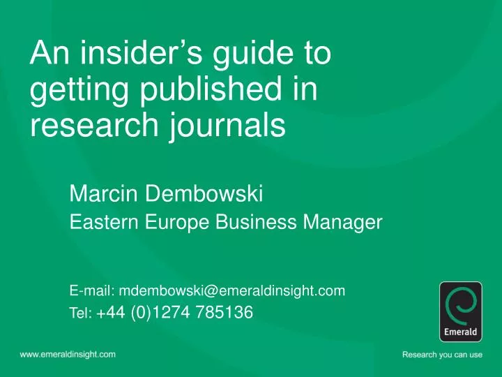 an insider s guide to getting published in research journals