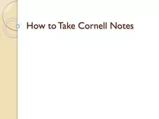 How to Take Cornell Notes