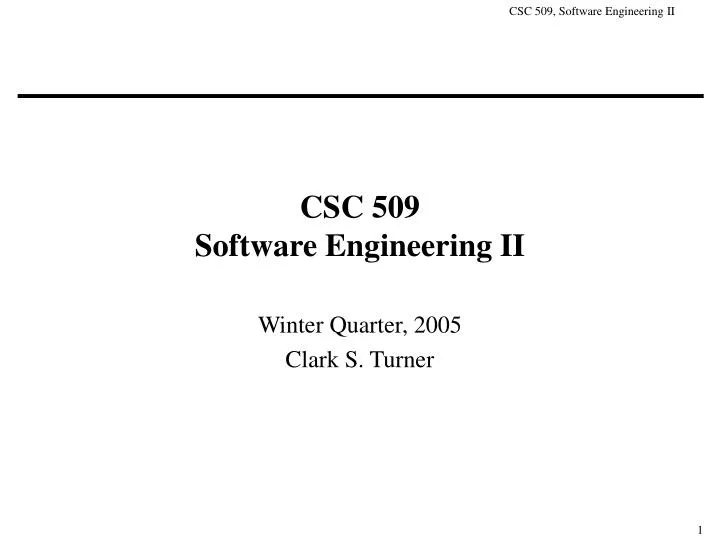 csc 509 software engineering ii
