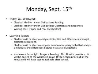 Monday, Sept. 15 th