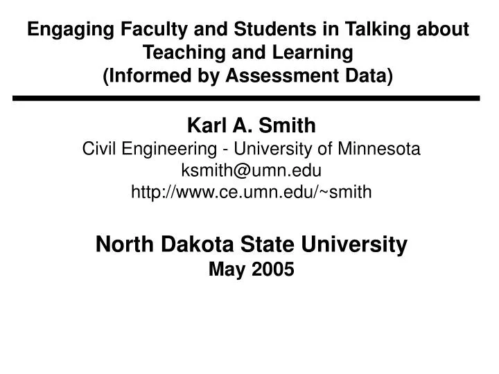 engaging faculty and students in talking about teaching and learning informed by assessment data