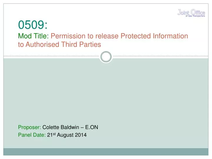 0509 mod title permission to release protected information to authorised third parties