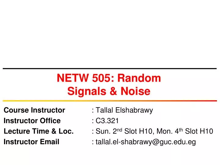 netw 505 random signals noise