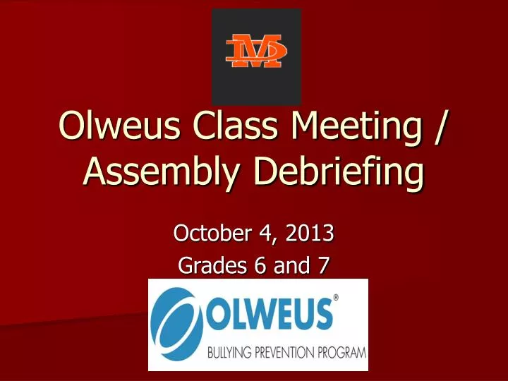 olweus class meeting assembly debriefing