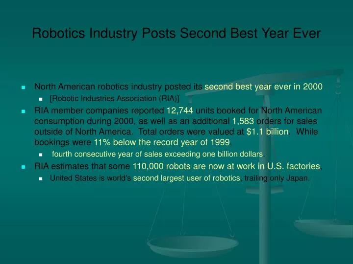 robotics industry posts second best year ever