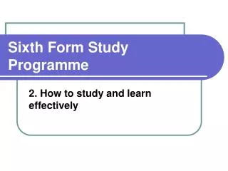 Sixth Form Study Programme