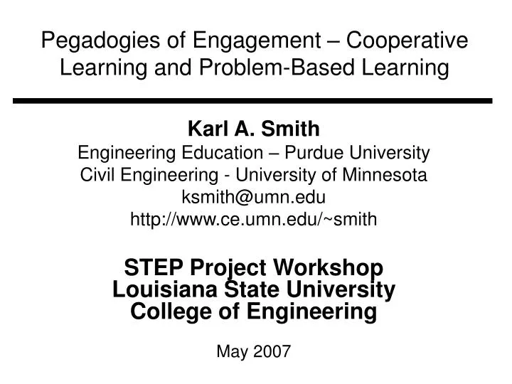 pegadogies of engagement cooperative learning and problem based learning