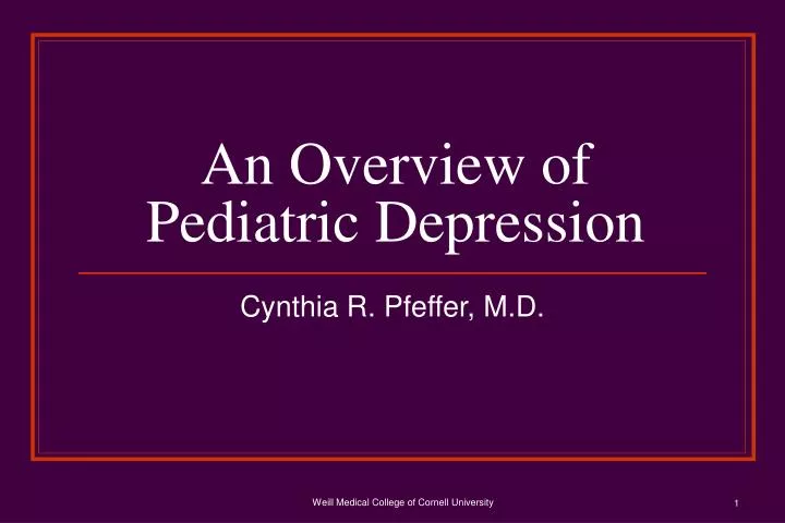 an overview of pediatric depression