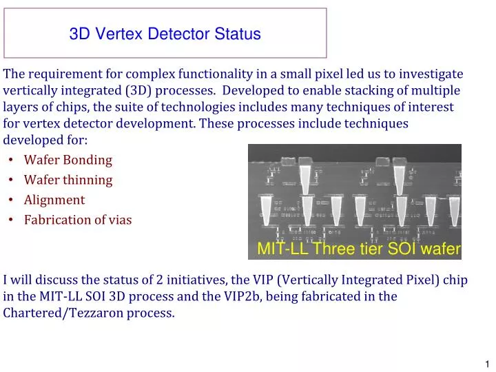 3d vertex detector status