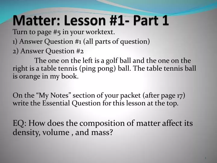 matter lesson 1 part 1