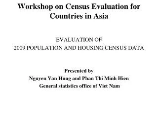 Workshop on Census Evaluation for Countries in Asia