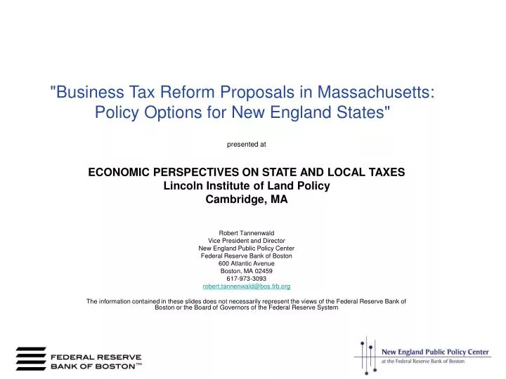 business tax reform proposals in massachusetts policy options for new england states