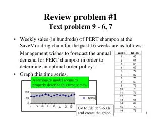 Review problem #1 Text problem 9 - 6, 7