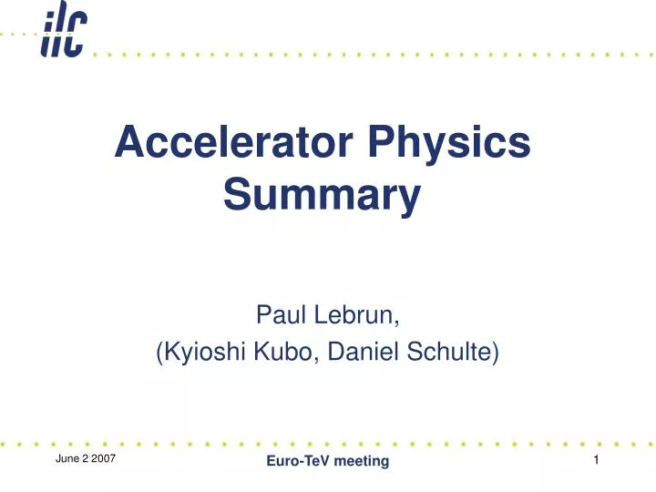 accelerator physics summary