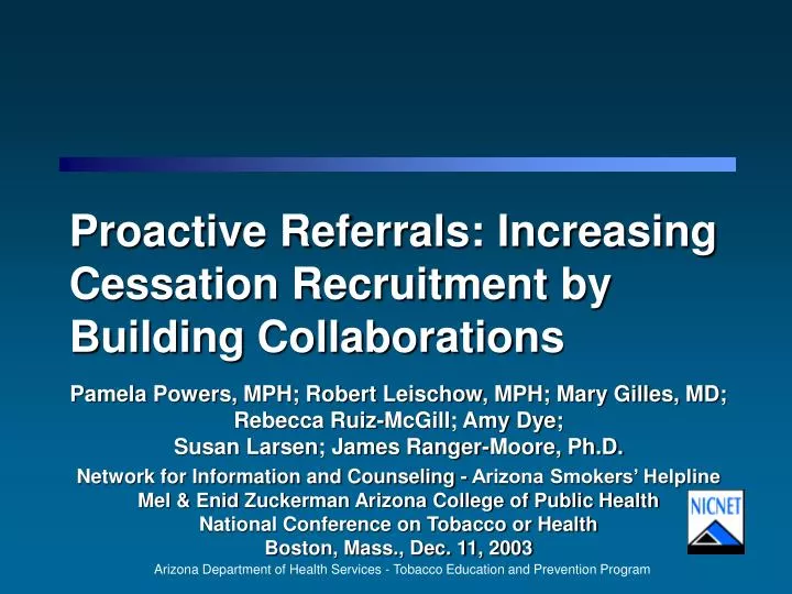 proactive referrals increasing cessation recruitment by building collaborations