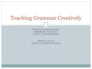 Teaching Grammar Creatively