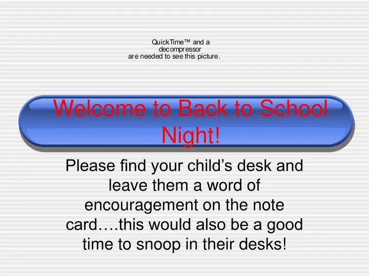 welcome to back to school night