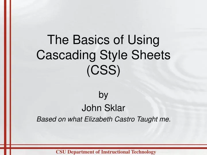 the basics of using cascading style sheets css