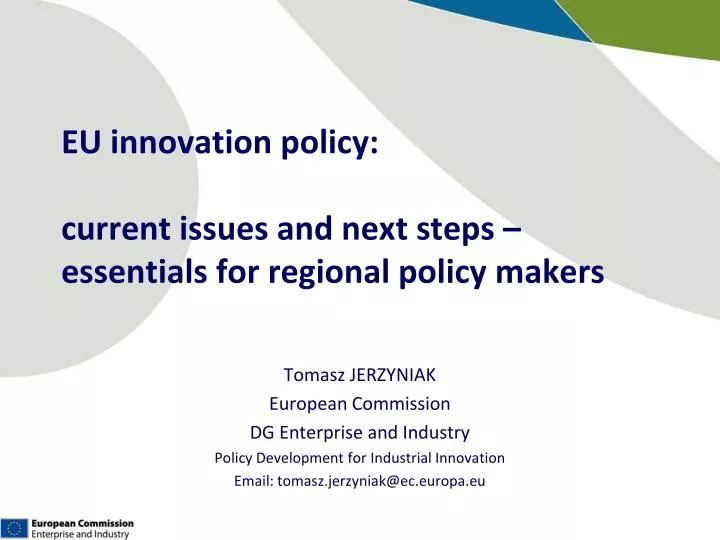 eu innovation policy current issues and next steps essentials for regional policy makers