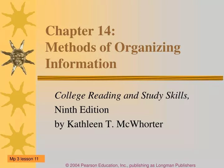 chapter 14 methods of organizing information