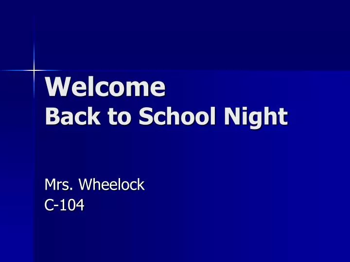 welcome back to school night