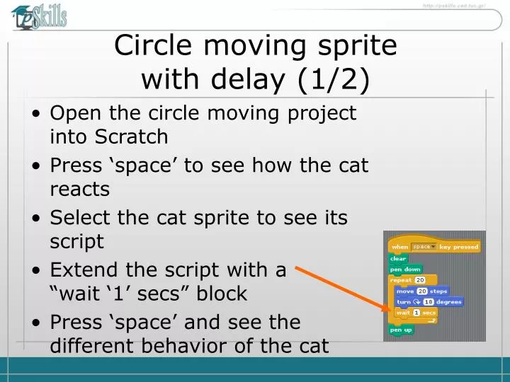 circle moving sprite with delay 1 2