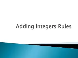 Adding Integers Rules