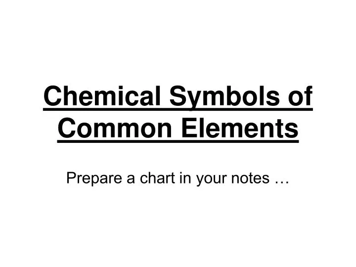 chemical symbols of common elements