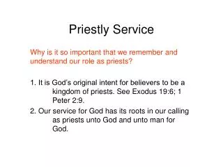 Priestly Service