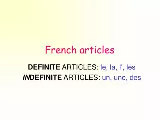 French articles