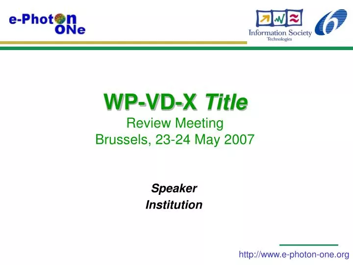 wp vd x title review meeting brussels 23 24 may 2007