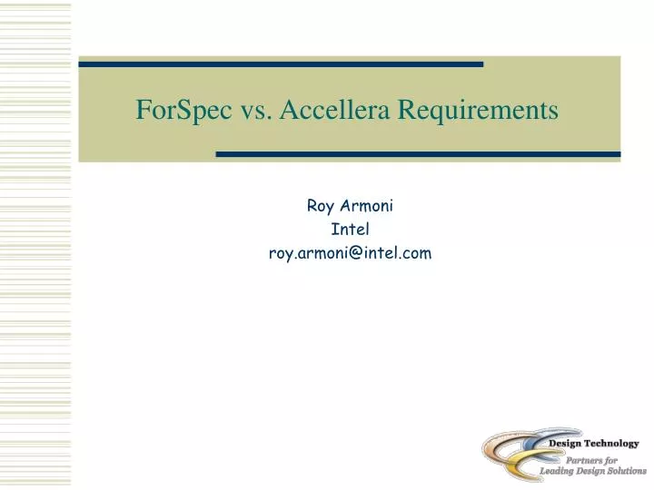 forspec vs accellera requirements
