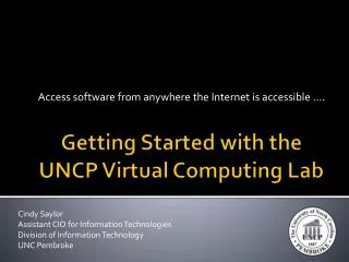 Getting Started with the UNCP Virtual Computing Lab