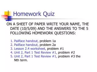 Homework Quiz