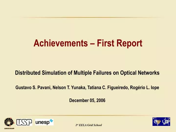 achievements first report