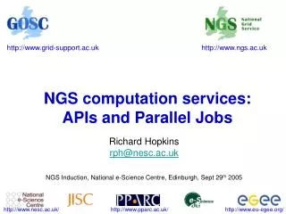 NGS computation services: APIs and Parallel Jobs