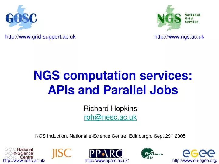 ngs computation services apis and parallel jobs