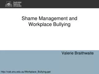 Shame Management and Workplace Bullying