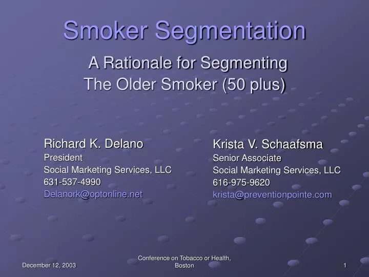 smoker segmentation a rationale for segmenting the older smoker 50 plus